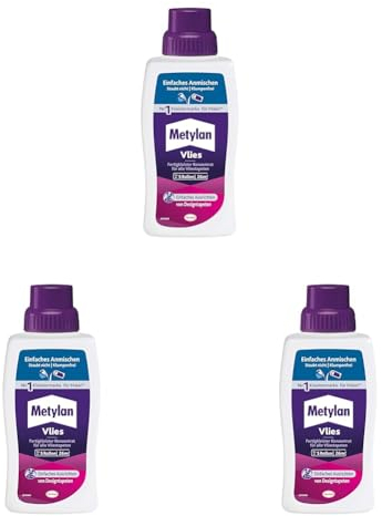 Metylan Vlies Fertigkleister Konzentrat, Tapetenkleister für Vliestapeten, starker & schnell mischbarer Kleister für den sofortigen Einsatz, 1x500g (Packung mit 3)