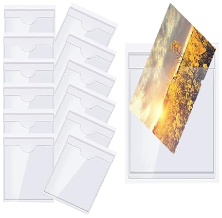 50 Stück Visitenkartentaschen Selbstklebend Transparent mit Daumenausstanzung oben, Selbstklebende Etikettenbeutel, Transparenter Kreditkartenhalter, Etiketten Kartenhalter(Size:12.7 * 16.5CM)
