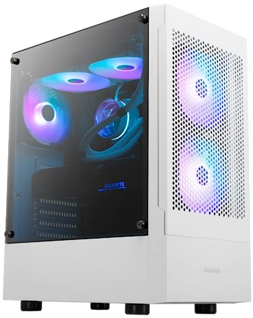 GAMDIAS TALOS PC Case, EATX Gaming Mid Tower, Pre-install 3 PWM ARGB Fan, Tempered Glass Side Panel, Airflow Mesh, Support Dual 360 & Type-C, White