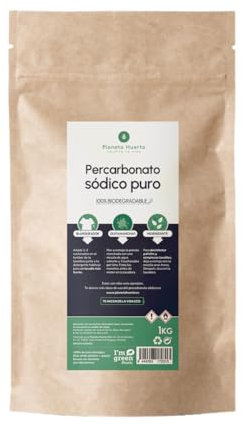 PLANETA HUERTO | Percarbonato Sódico Puro 1 kg, Blanqueador y Quitamanchas Ecológico - Percarbonado Sódico Higienizante Biodegradable para Ropa, Superficies, Platos, Encimeras y Baños