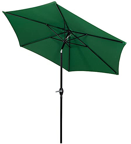 SPRINGOS Parasol de jardin extérieur 260x235cm avec manivelle parasol rectangulaire solaire imperméable à frange avec housse pour terrasse, plage & jardin vert foncé