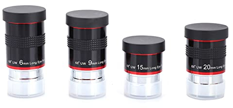 Agatige Okular-Set Okular Für Teleskop, 1,25 Zoll 68° Ultraweitwinkel-FMC-Okular-Kit 6 Mm 9 Mm 15 Mm 20 Mm Weitwinkel-HD-Teleskopzubehör Für Astro-Teleskop