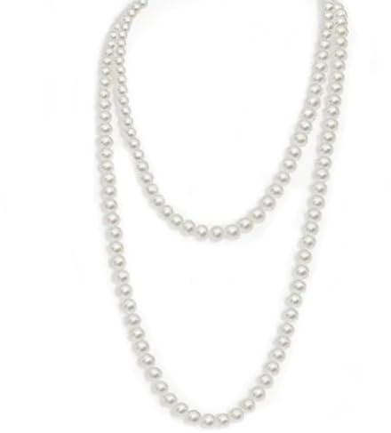 Elegante Weiße Perlenkette für 1920s Gatsby Kostüm - Lange Künstliche Perlen Halskette, Modisches Accessoire für Damen und Herren