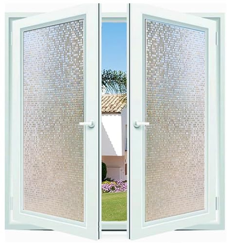Pellicola Oscurante Vetri Finestre 55 x 120 cm, Statica Protezione Traslucida Privacy, Rimovibile Riutilizzabile, Anti Uv, Senza Colla Static Stripe Pellicola, per Ufficio Bagno, Mosaico
