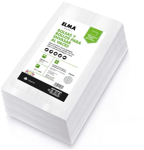 Bolsas Vacío Alimentos, Bolsas Envasar al Vacío Alimentos con Tecnología Line + | Nueva Fórmula, Sistema Rayado, Multicapa, Sin BPA, Fabricación Española | 20 x 30 cm, 100 Unidades