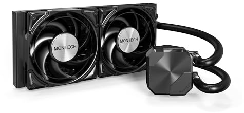 MONTECH HyperFlow Silent 240 Black – Ultra-leiser AIO Liquid CPU-Kühler, 3100 U/min Pumpe, dreifach leise Lüfter, hocheffizienter Heizkörper für überlegene Wärmeableitung, Intel & AMD kompatibel,