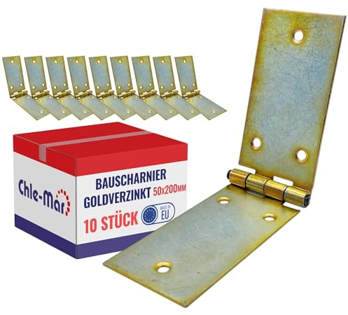 Chle-Mar 10x Kraftiga gångjärn förzinkade 50×200 mm, väderbeständiga
