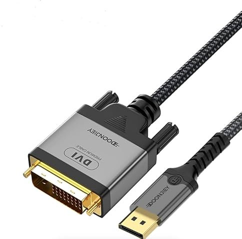 Cable DisplayPort a DVI 2M, Cable Adaptador Displayport DVI, Puerto de Pantalla Chapado en Oro a D-VI-D, 1080P@60Hz, Adaptador Trenzado de Nailon Macho a Macho Para Dell, HP, ASUS, Laptop, PC