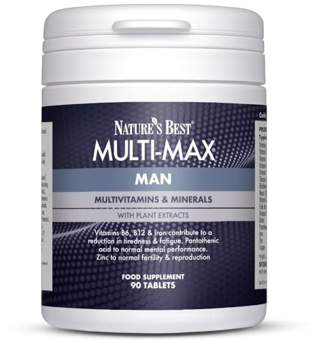 Nature's Best Multi-Max Multivitamin for Men - Comprehensive Support with B Vitamins, Vitamin D and Zinc for Energy, Immunity & Heart Health - UK Made - 90 Tablets (3 Months' Supply)