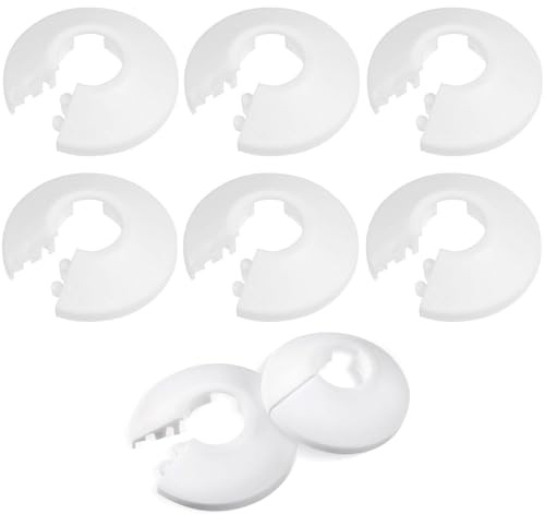 8PCS White Radiator Pipe Cover, Plastic Pipe Collars for 15mm Diameter Pipes, Decorative Wall-Mounted Water Pipe Covers for Radiators and Plumbing