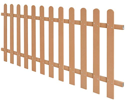 Lumanois Valla de estacas de jardín de WPC 200x80 cm, Bricolaje Vallas de jardín Cercados con estacas, Marrón, 10kg