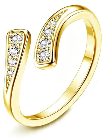 Papvera 14k Gold Fillled Toe Rings for Women Non Tarnish | Dainty Hug CZ Band Toe Rings Gold Adjustable Curved Open Toe Ring Summer Beach Party Surfing Casual Foot Jewelry for Women