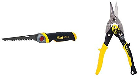 Stanley FMHT0-20559 - Serrucho FatMax plegable para placa de yeso + 2-14-563 - Corte recto FatMax