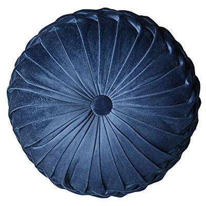 JYCRA Plisserad rund fylld kudde, lyxiga sammetskuddar handgjord prydnadskudde för hem soffa stol säng bil dekor storlek 38 cm x 38 cm