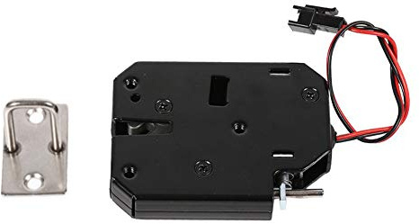 DEWIN Elektrisches Schloss, DC 12V 2A Elektromagnetische Elektrische Steuerung Kohlenstoffstahl Schloss Riegel, für Schrank, Schublade, Schließfächer, Ohne detektierenden Schalter, Schwarz