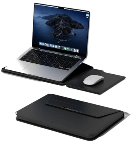 13-14/15-16 tums hållare for bärbar datorfodral Automatisk stängning multifunktionsbärväska med stativläder Lämplig for Macbook(Black,15-16inch)