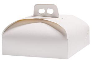 MAQA 25 pezzi Scatola per torta rotondo in cartone bianco con maniglia, Porta dolci tondo, pasticcini biscotti per asporto varie misure (1, 25x25 cm)