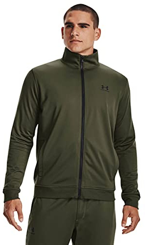 Under Armour Men's Sportstyle Tricot Jacket, Marine Od Green (390)/Black, Large