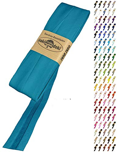 Sandras-Bastelladen Schrägband/Einfassband Baumwolle Uni gefalzt 5m x 20mm 377-Petrol