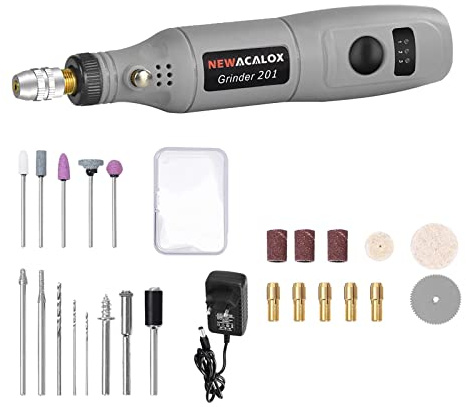 F Fityle Mini-Elektroschleifer Set/Mini-Griff Bohrmaschine Schleifmaschine Gravierstift Fräsen Trimmen Polieren Bohren Schneiden Gravierwerkzeug-Kit - Grau