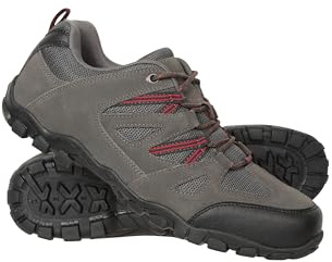 Mountain Warehouse Outdoor Mens Walking Shoes - Suede Mesh Upper Footwear, Cushioned EVA Footbed, Rubber Outsole -Spring Summer, Hiking, Camping, Travelling Dark Grey Adult Shoe Size 8