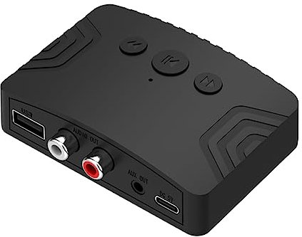 AMZLORD Récepteur Bluetooth 5.3 pour HiFi, Adaptateur Au-dio Bluetooth Type-C avec Surround 3D, Interface à Double Sortie pour Haut-parleurs Stéréo TV PC avec Interrupteur Marche/Arrêt