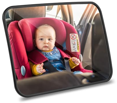 AiQInu Baby Car Mirror for Rear View, 100% Shatterproof, Adjustable Straps, Essential for Newborn and Baby Safety in Back Seat