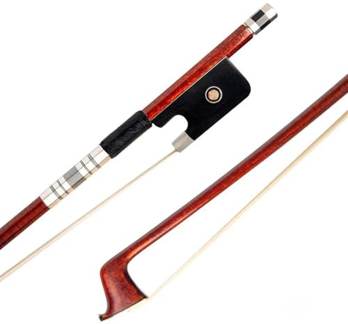 Violin Bow Advanced Hybrid Pernambuco Bow Carbon Fiber Core Ebony Frog Natural Horsehair For Violin/Viola//Double Bass(4-4 Violin Bow)