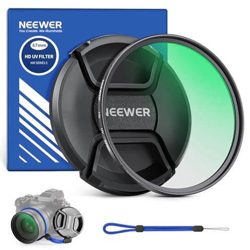 NEEWER 67mm MC UV Schutzfilter mit Objektivdeckel, mehrfach beständige Nanobeschichtungen/optisches HD Glas/wasserabweisend/Kratzfest/ultraschlanker Rahmen aus Aluminiumlegierung/Ultraviolett Filter