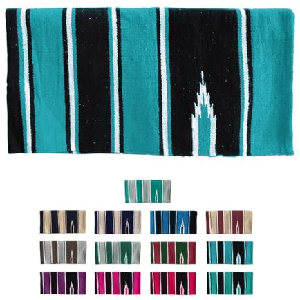 NETPROSHOP Navajo Westerndecke Baumwolle Sattelunterlage Satteldecke, Farbe:Hellblau/Schwarz