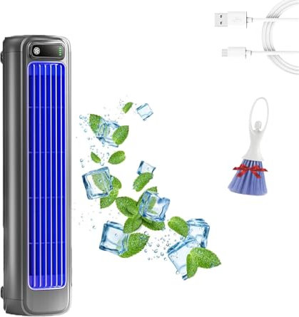 Climatiseur Brizac, Climatiseur portable Qinux Brizaac, Sherum Cooling Ace, Rafraîchisseur d'air Briza Cool, Silencieux à 3 vitesses, Ventilateur sans pales (blue)