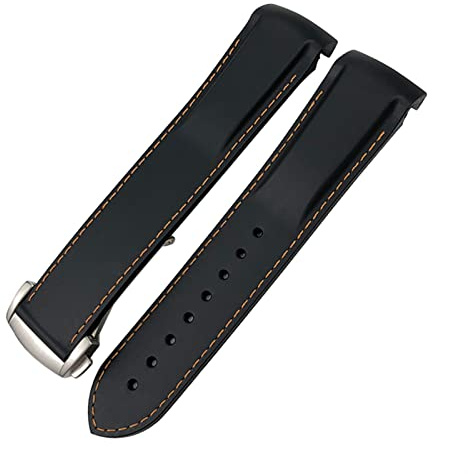 Gummi silikon klockband 19mm 20mm 21mm 22mm för hydrokonques erövring vhp vattentät sport klocka rem/svart orange/22mm