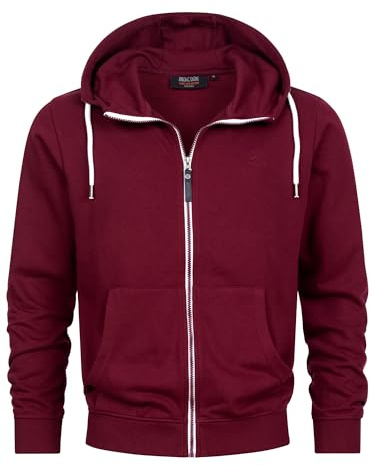 Indicode Herren INChristos Sweatjacke mit Kapuze und Reißverschluss | Hooded Jacket Kapuzenjacke für Männer Wine, S