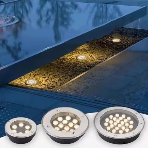 GUODDM Underground Light LED - LED Beam Spotlight, 12V Outdoor Buried Recessed Floor Lamp, IP66 Waterproof Garden Embedded Floor Lamp, Low Voltage LEDs Underground Light(Yellow,18w)