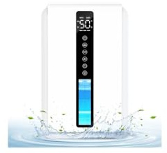 Deshumidificateur d Air Anti Moisissure 2,5L - Déshumidificateur Électrique avec 3 Niveaux & 2 Modes, Dégivrage Automatique & Arrêt Auto, Minuterie 6-48H et Éclairage RGB pour Chambre & Salle de Bain