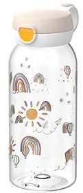 Mepal - Dricksflaska med Flipplock Campus - Locket Öppnas med en Knapptryckning - För Kolsyrade Drycker - Vattenflask - Läckagesäker och Diskmaskinssäker - 600 ml - Sunshine & Rainbow