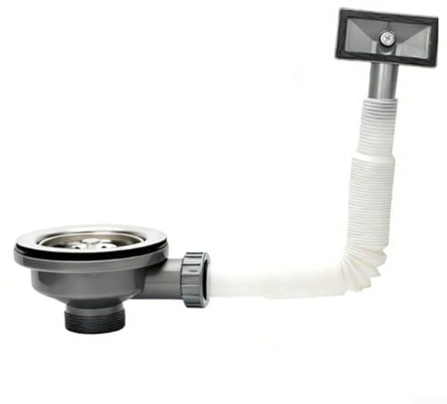 Filtre d'évier de cuisine en acier inoxydable avec filtre, 110 mm/114 mm pour plomberie domestique, protection contre les débordements en PVC et métal (110 mm)