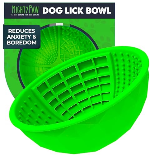 Mighty Paw Dog Lick Bowl | Interactive Slow Feeder & Dog Licky Mat. Enrichment Puzzle For Dogs Anxiety/Boredom Relief. Dishwasher Safe, BPA Free Silicone Dog Lick Mats. Wobble or Stable Puppy Lick Mat