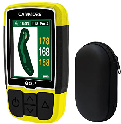 GPS CANMORE HG200 Plus para Golf y Estuche - Color fácil de Leer precargado 41.000 mapas de Campos en Todo el Mundo, Forma del Green y la Calle - Resistente al Agua