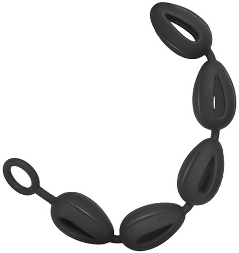 Analplug Analkugeln Analkette Silikon Anal Beads,Deluxe Buttplug Anal Dildo mit 5 hohle Kugeln und O-Ring(Zugring/Penisring),Anus Masturbator Sexspielzeug für Paare Extrem Sex Toys (L) Schwarz