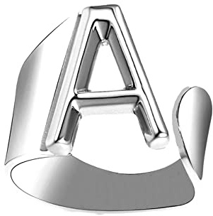 Only faith Bagues en acier inoxydable ajustables avec lettres initiales, Bagues ouvertes avec lettres pour femme, bijouterie tendance, Acier inoxydable, Aucune pierre précieuse