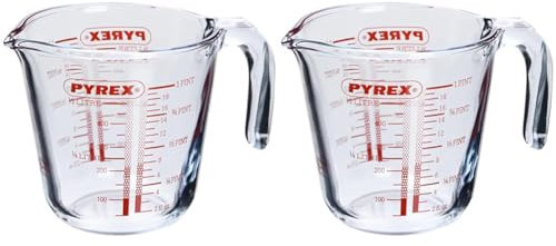 Pyrex Measuring Jug 500ml | Capacity 568ml / 20 Ounce | P586, Multicolor (Pack of 2)