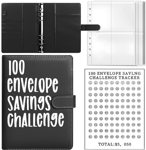 1 Stück Schwarzer Ordner, 25 Blatt A5-Karton Mit Viereckigem Raster Und 100-Tage-Papier, Foto-Aufbewahrungsbuch, Budgetordner, Geeignet Für Geldmanagement, Reisen, Tagebuch Und Bürogebrauch.