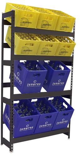 Simon Rack Estantería Cajas de Bebidas, 12 Cajas, 2000x1000x300 mm, 4 Alturas, 100 kg de Punto Flexión, Estantería para Bebidas, Antracita - Simonbottle