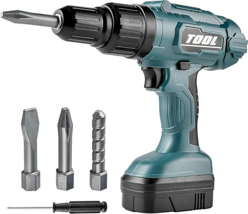 Toy Choi's Toy Drill Electric Kid Drill Set Pretend Play Drill Toy, Kids Creativity Drill Screw Set, Construction Kids Tool Set Outdoor Preschool Gardening Lawn Toy Gift for Boy and Girl, Green