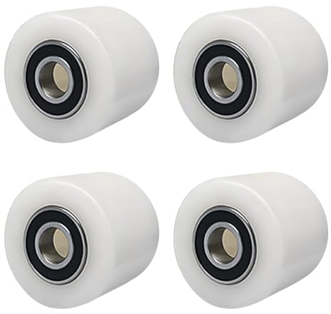 4 ruedas para transpaleta de poliamida, nailon, 80 x 70 mm, eje 20 mm, incluye rodamientos de bolas para carretillas, carga máxima 1000 kg