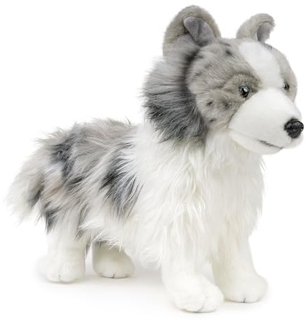 Tiny Heart Meteoriten Border Collie Plüschtier 11.4in, weiches Border Collie Plüschtier, Simulationsserie weiches Dog Plüschtier, Puppenkissen für Kinder und Naturliebhaber, Grau