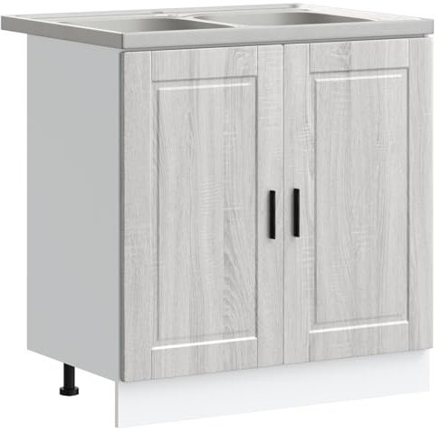 vidaXL Diskbänksskåp Porto 2 st Grå 80 x 46 x 81,5 cm Konstruerat trä