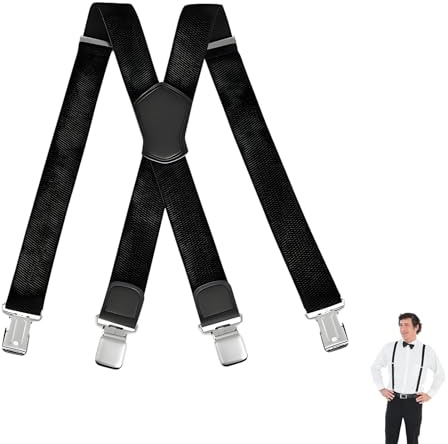 Tirantes para Hombre, Tirantes para Pantalones Hombre X Forma Tirante Caballero Adjustable Ancho 3,8 cm Elásticas Con 4 Clips De Metal Muy Fuertes Longitud Adjustable Accesorio Traje de Business