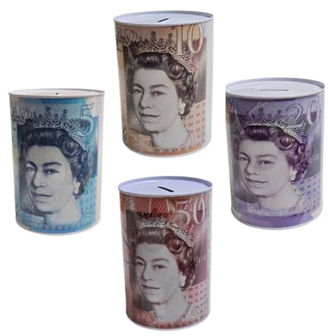 Bank Note Money Tin Piggy Bank, Savings Tin for Kids, Compact Cash Tin with Note & Coin Slot Opening, Multicoluor Coin Bank, Ideal Money Saving Jar for Adults & juniors (One Random Supplied)